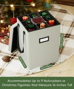 Alternative view of Christmas Nutcracker and Figurine Collectible Storage Box. Christmas Storage Box Ornaments up to 9-16 . Holiday Christmas Decor Organizer with Adjustable Dividers. Nutcracker not Included(Gray)